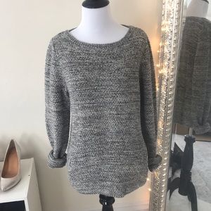 Grey Knit Sweater with Pouch Pocket